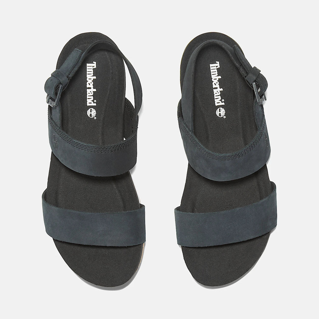 Timberland Malibu Waves Sandalo Donna Nero Cinturino Posteriore Pelle OrthoLite - TB0A2AT9001