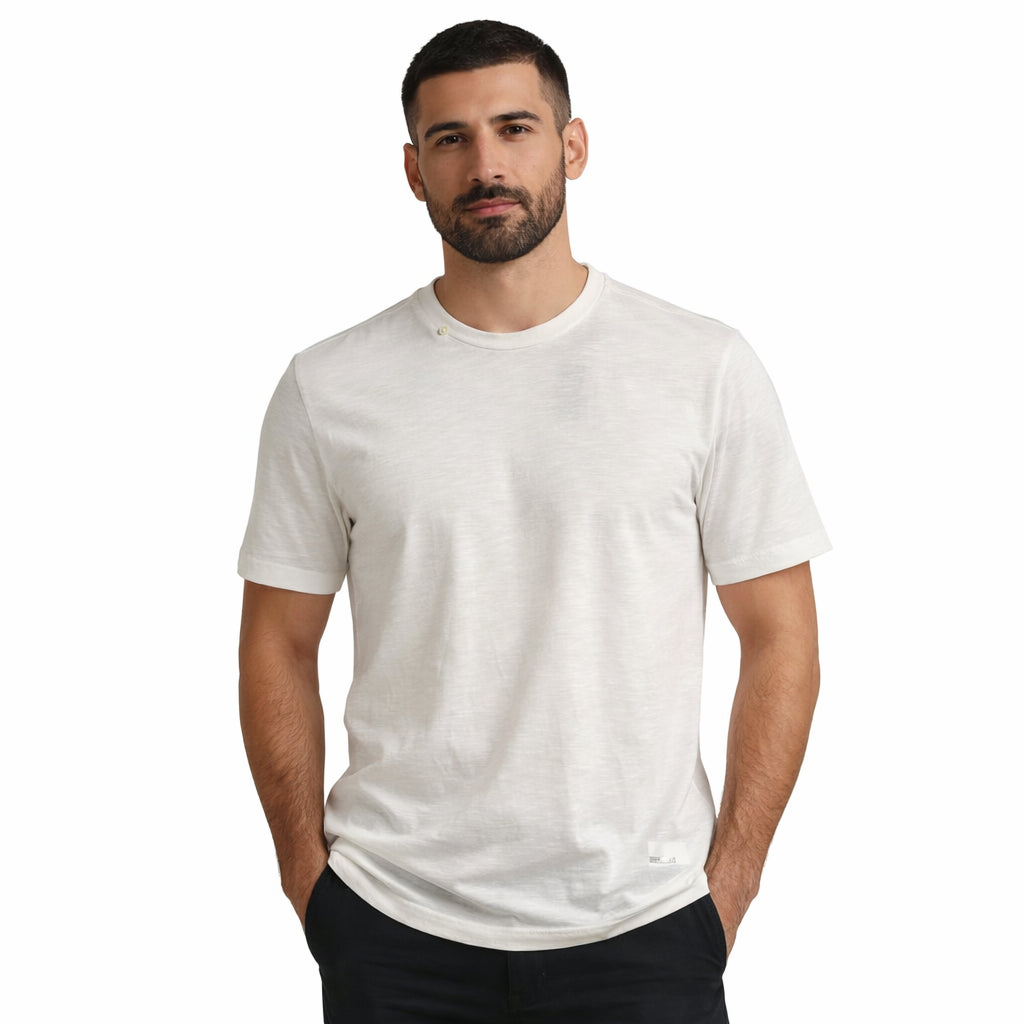 Trez T-shirt Uomo Cotone Fiammato Bianco M49983 101