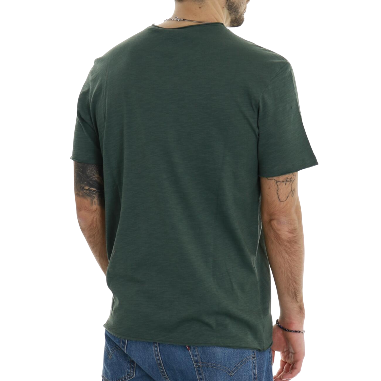 Trez maglia manica corta in cotone fiammato TOPO6-JSB3 M49044 387 verde