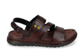 Valleverde Sandalo Uomo Velcro Sottopiede Pelle Marrone - 54821