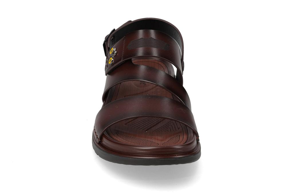 Valleverde Sandalo Uomo Velcro Sottopiede Pelle Marrone - 54821