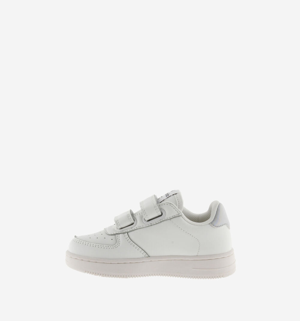 Victoria Sneakers Bambina 1124106 Bianco Glitter Strappo Effetto Pelle