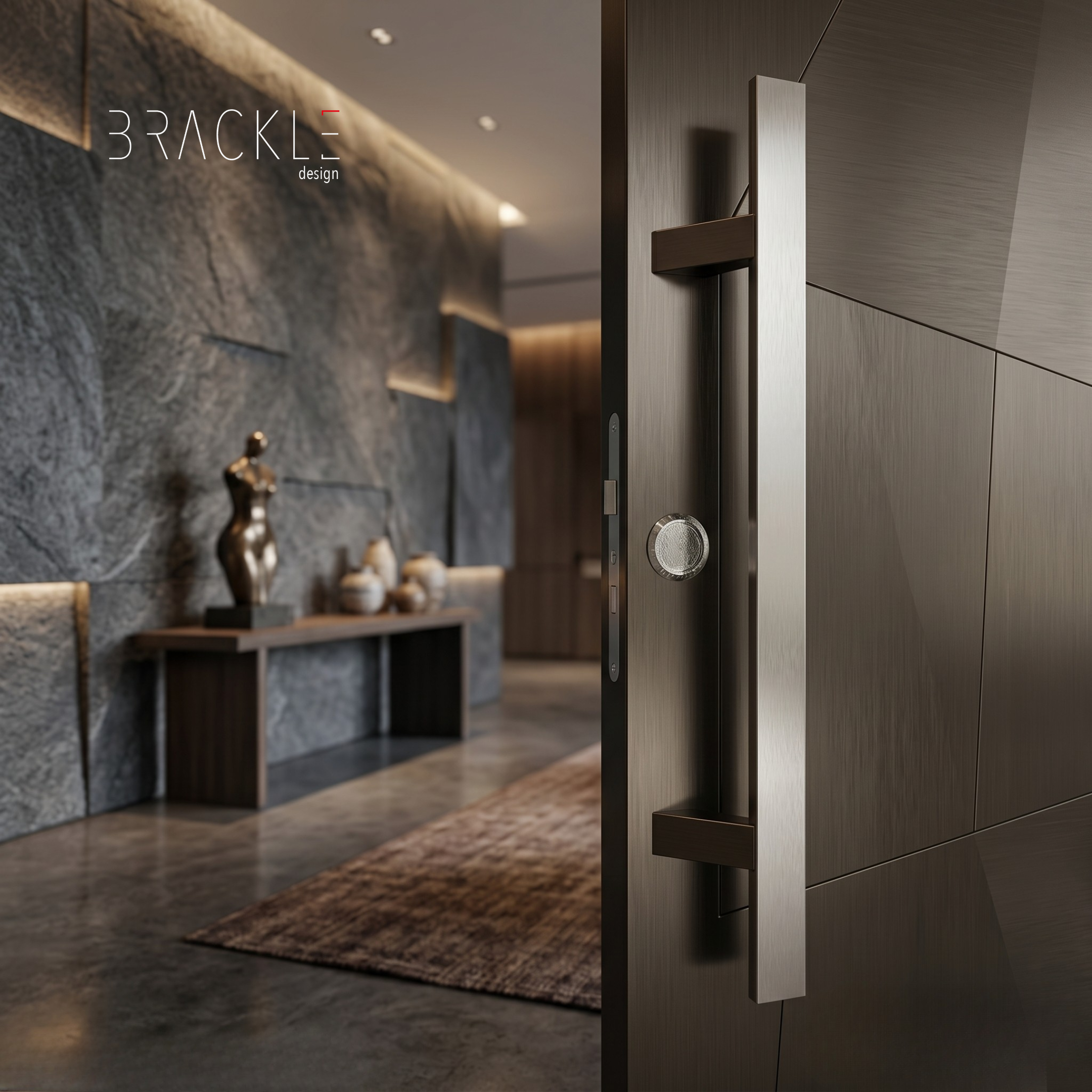Maniglione per Porte MOD.301 Rettangolare Zancato In Acciaio Inox