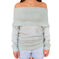 Yes Zee maglioncino da donna con scollo bardot M054 0915 verde antico