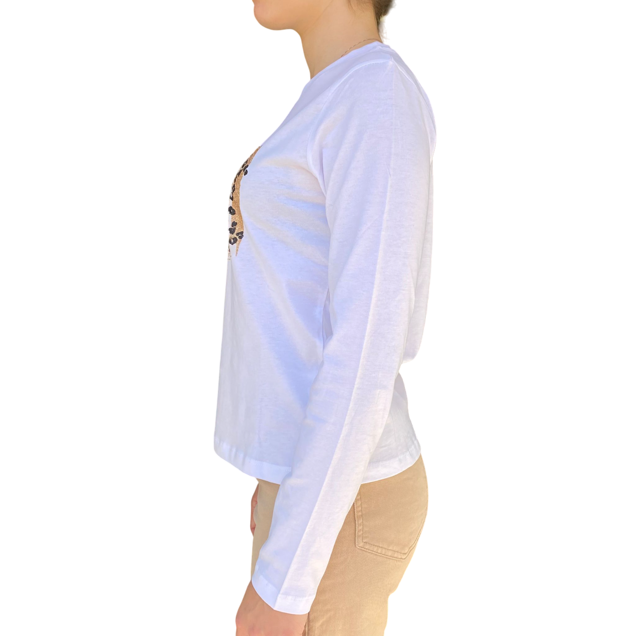 Yes Zee Maglietta Donna 1461 con Brillantini – T-Shirt Gesso