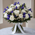 PUREZZA BLU – Bouquet di Rose Bianche e Iris