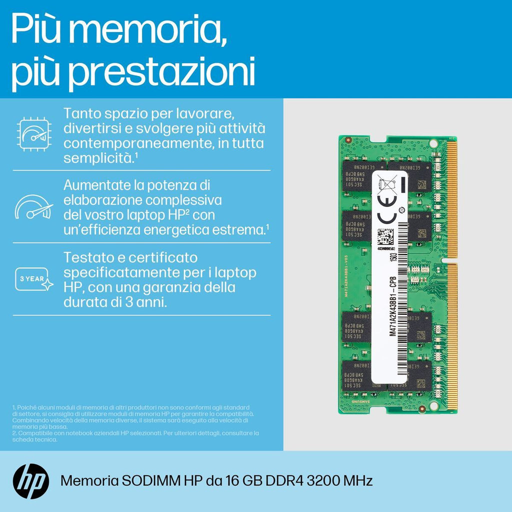 HP 16GB DDR4 3200 SODIMM Memory memoria 3200 MHz [8C4X9AA]