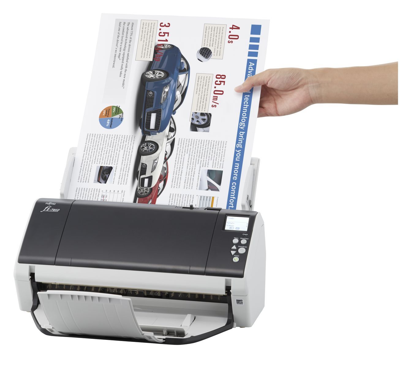 Fujitsu fi-7460 ADF + scanner ad alimentazione manuale 600 x 600 DPI A3 Grigio, Bianco [PA03710-B051]