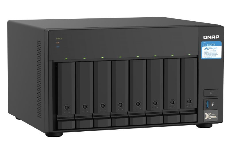 QNAP TS-832PX NAS Tower Collegamento ethernet LAN Alluminio, Nero AL324 [TS-832PX-4G]