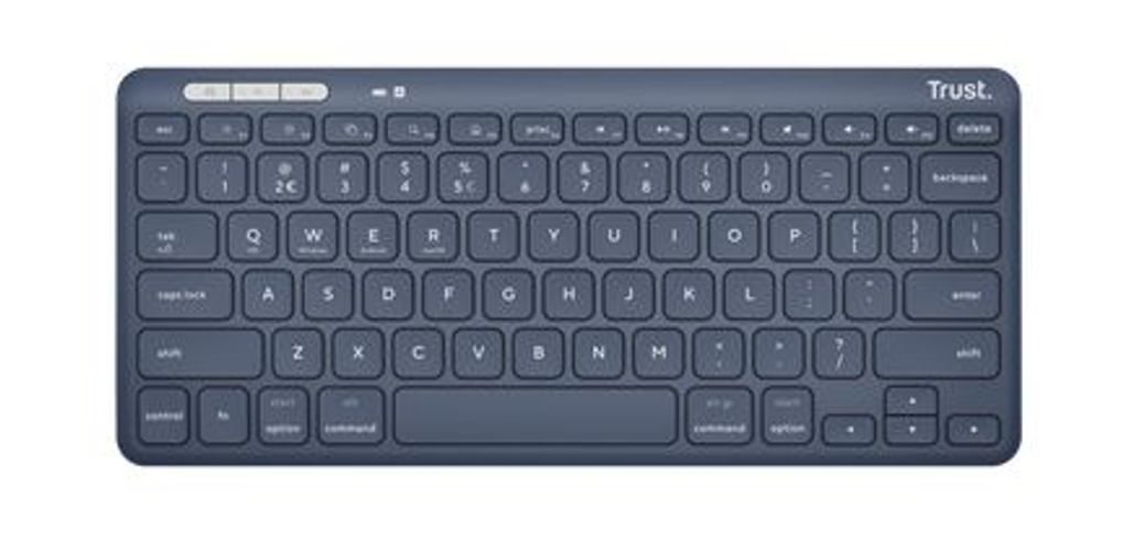 TASTIERA WIRELESS RICARICABILE MULTICONNECT 2 BT + 1 WL 2,4GHZ - PLASTICA RICICLATA 52% - LAYOUT ITALIANO - TRUST LYRA - BLU [25141]