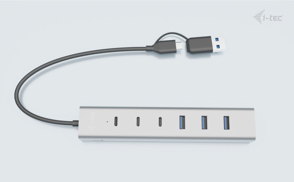 i-tec USB-C/USB-A Charging Metal HUB 7 port (3x USB-C, 4x USB-A) [CAHUBMETAL7]