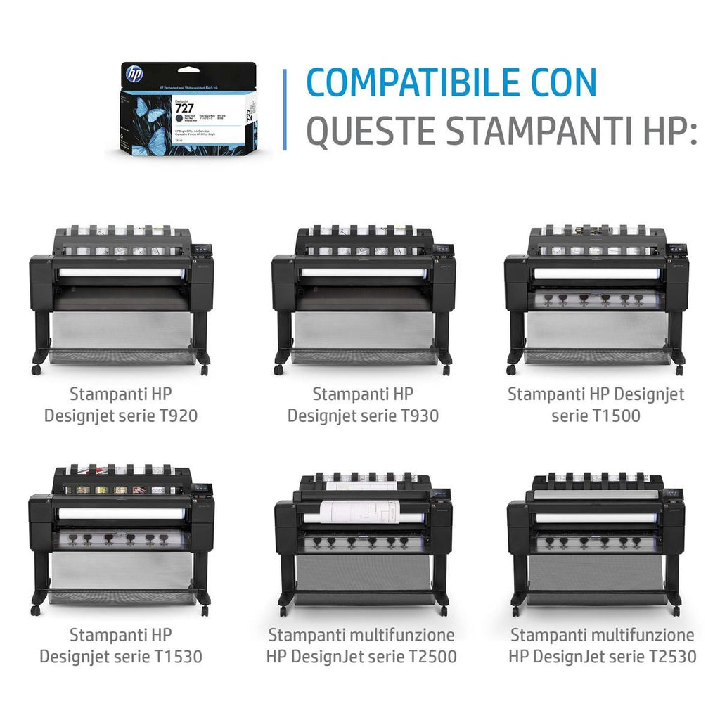 HP Cartuccia inchiostro nero opaco DesignJet 727, 130 ml [B3P22A]