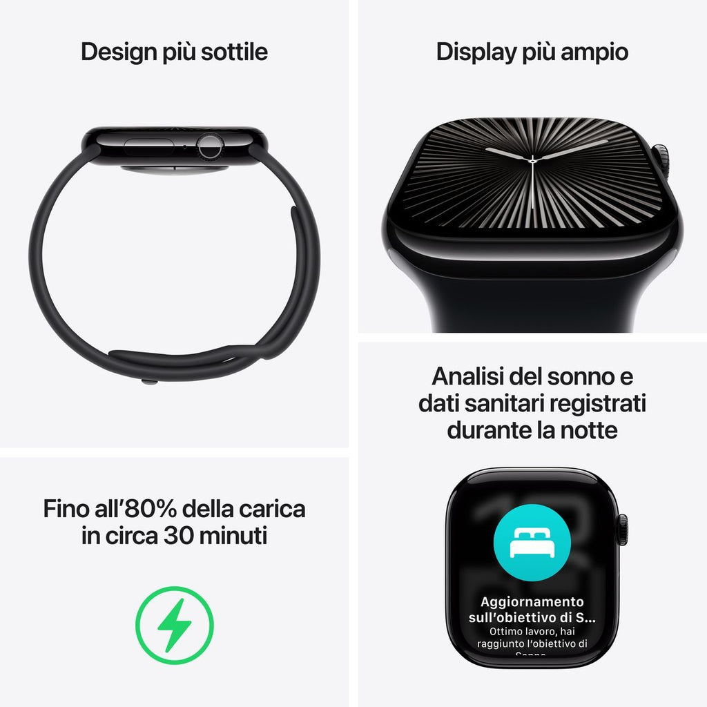 Apple Watch Series 10 Serie 10 GPS 42mm Cassa in Alluminio color Jet Black con Sport Loop [MWWG3QL/A]