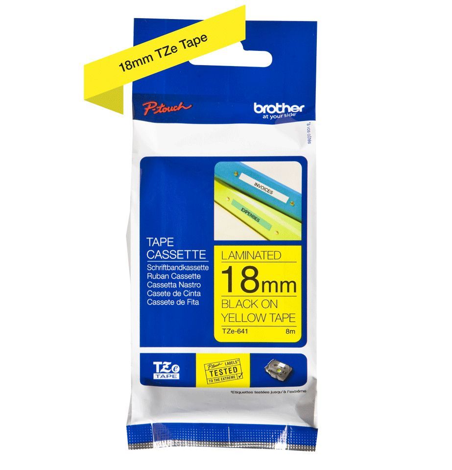 Brother TZE-641 nastro per etichettatrice Nero su giallo [TZE641]