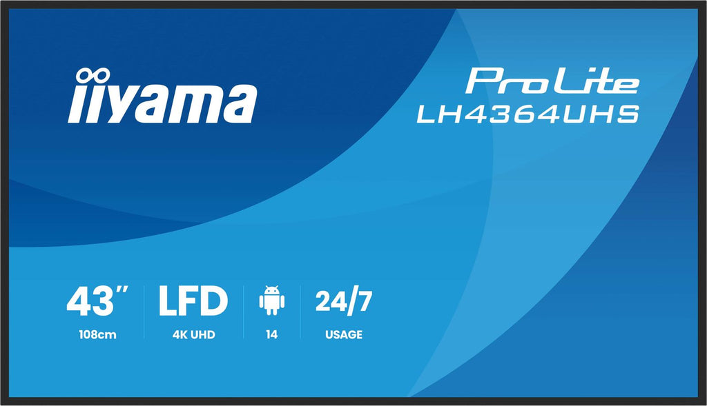 iiyama LH4364UHS-B1AG visualizzatore di messaggi Pannello piatto per segnaletica digitale 109,2 cm (43") LED Wi-Fi 500 cd/m 4K Ultra HD Nero Android 24/7 [LH4364UHS-B1AG]