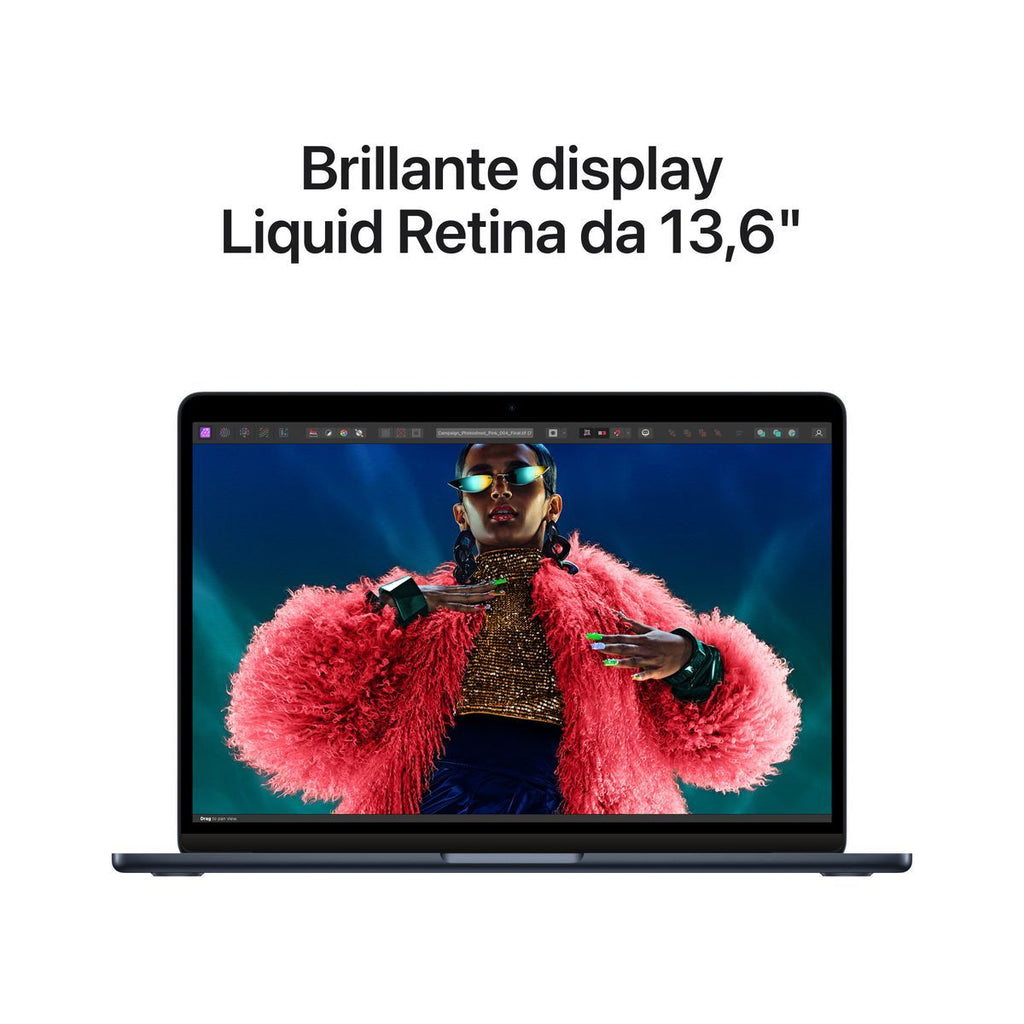 Apple MacBook Air 13": Chip M2 con CPU 8-core e GPU 8core, 256GB SSD - Mezzanotte [MC7X4T/A]