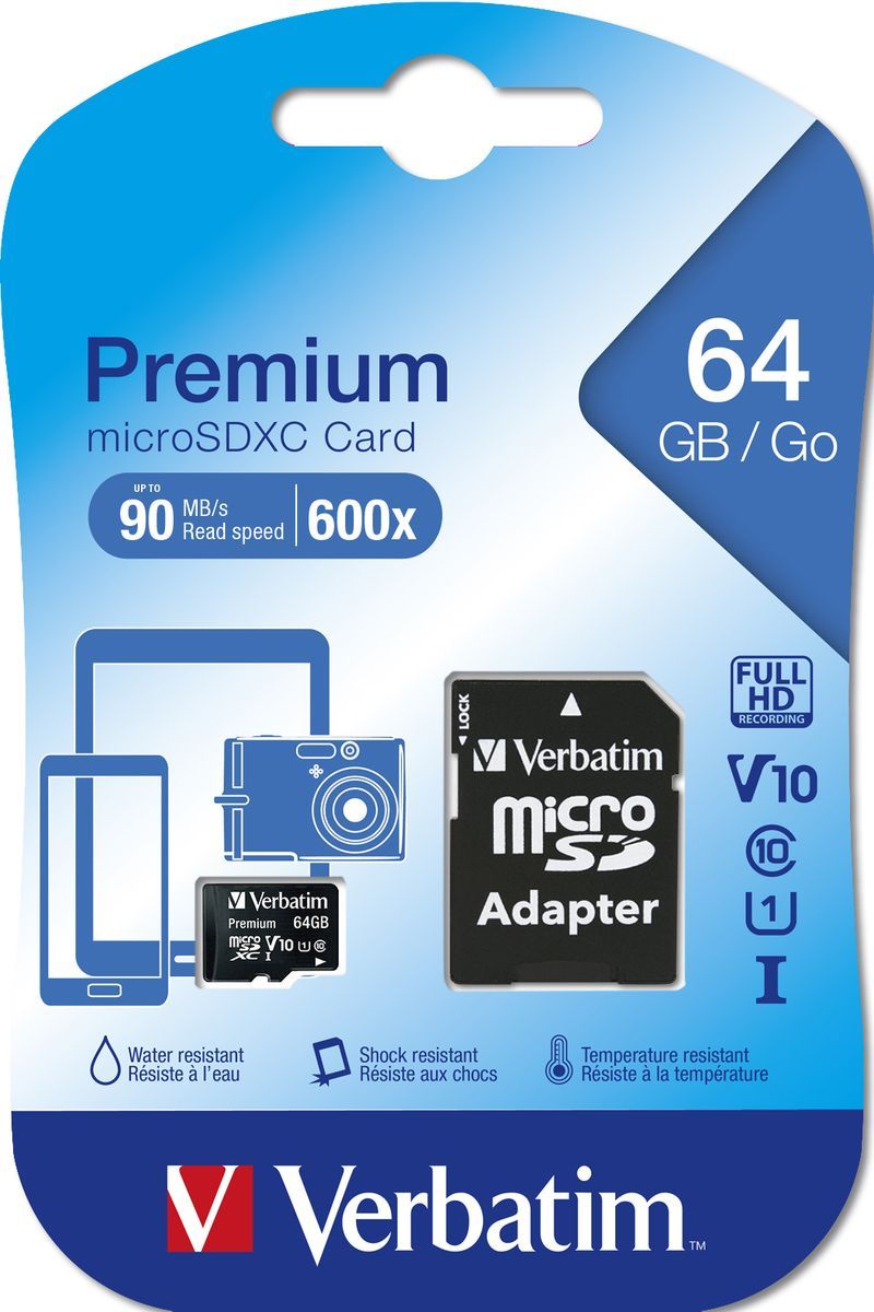 Verbatim Premium 64 GB MicroSDXC Classe 10 [44084]