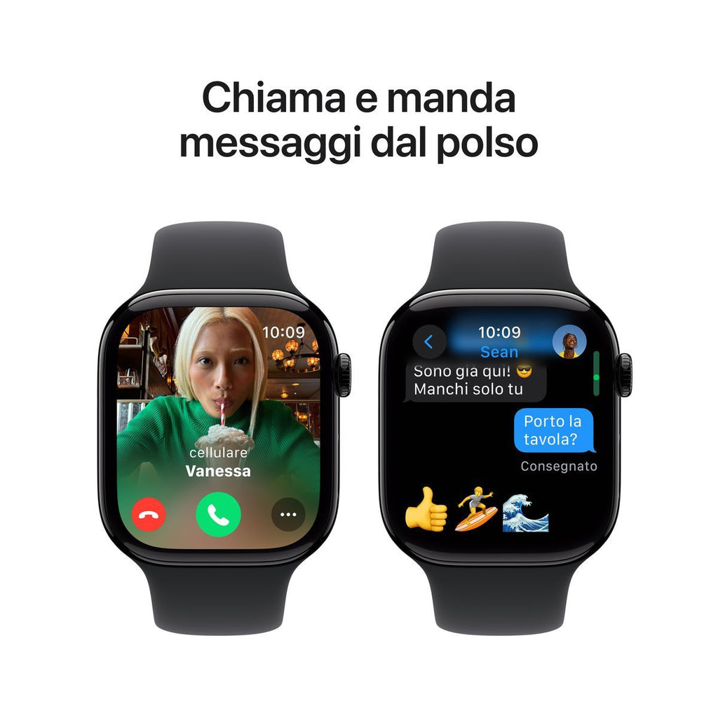 Apple Watch Series 10 Serie 10 GPS 46mm Cassa in Alluminio color Jet Black con Nero Sport Band - M/L [MWWQ3QL/A]