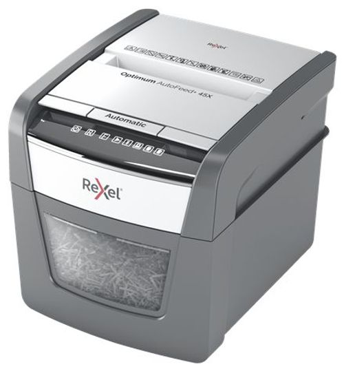 Rexel AutoFeed 45X distruggi documenti Triturazione incrociata 55 dB Nero, Argento [2020045XEU]