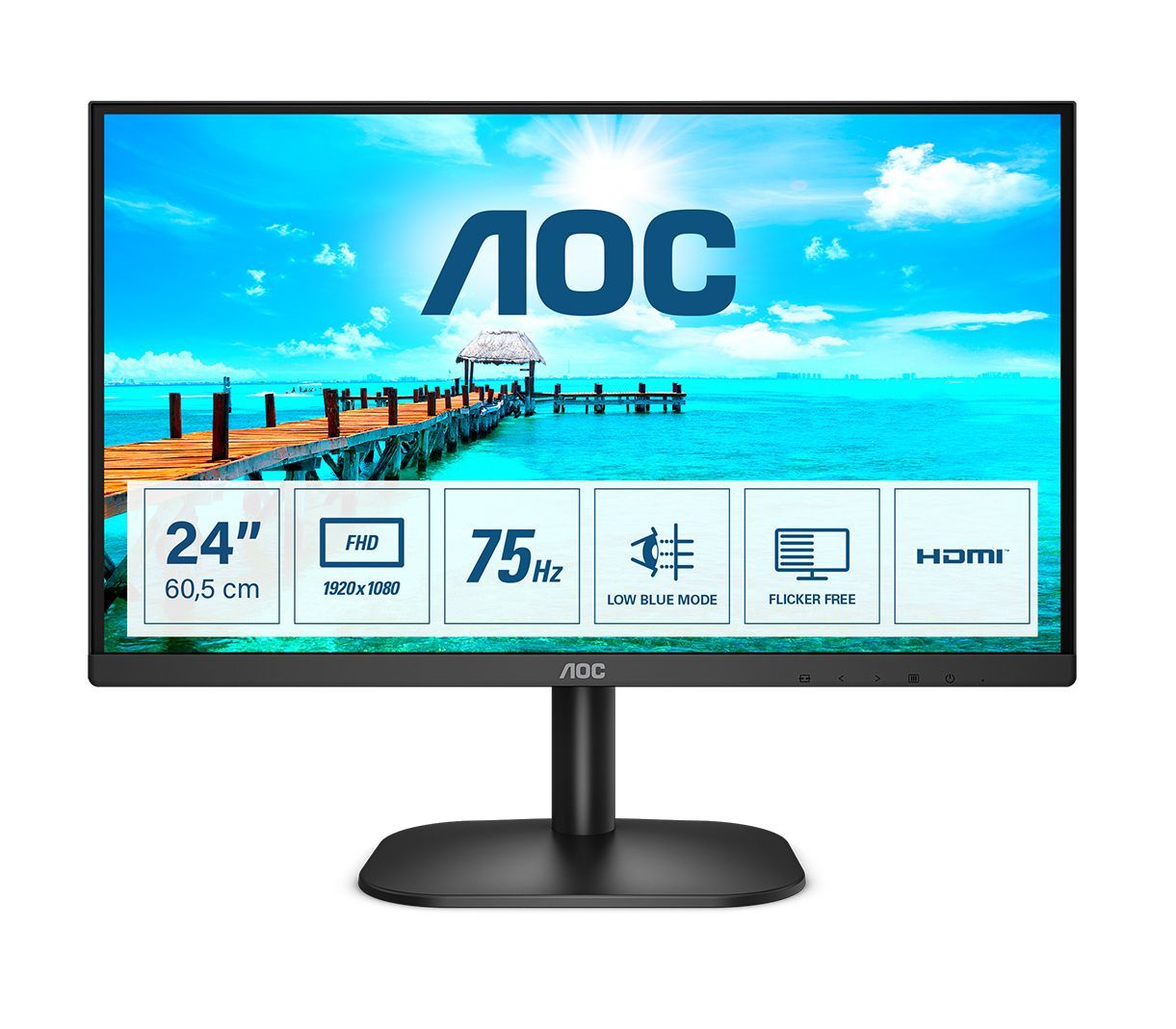 AOC B2 24B2XHM2 Monitor PC 60,5 cm (23.8") 1920 x 1080 Pixel Full HD LCD Nero [24B2XHM2]