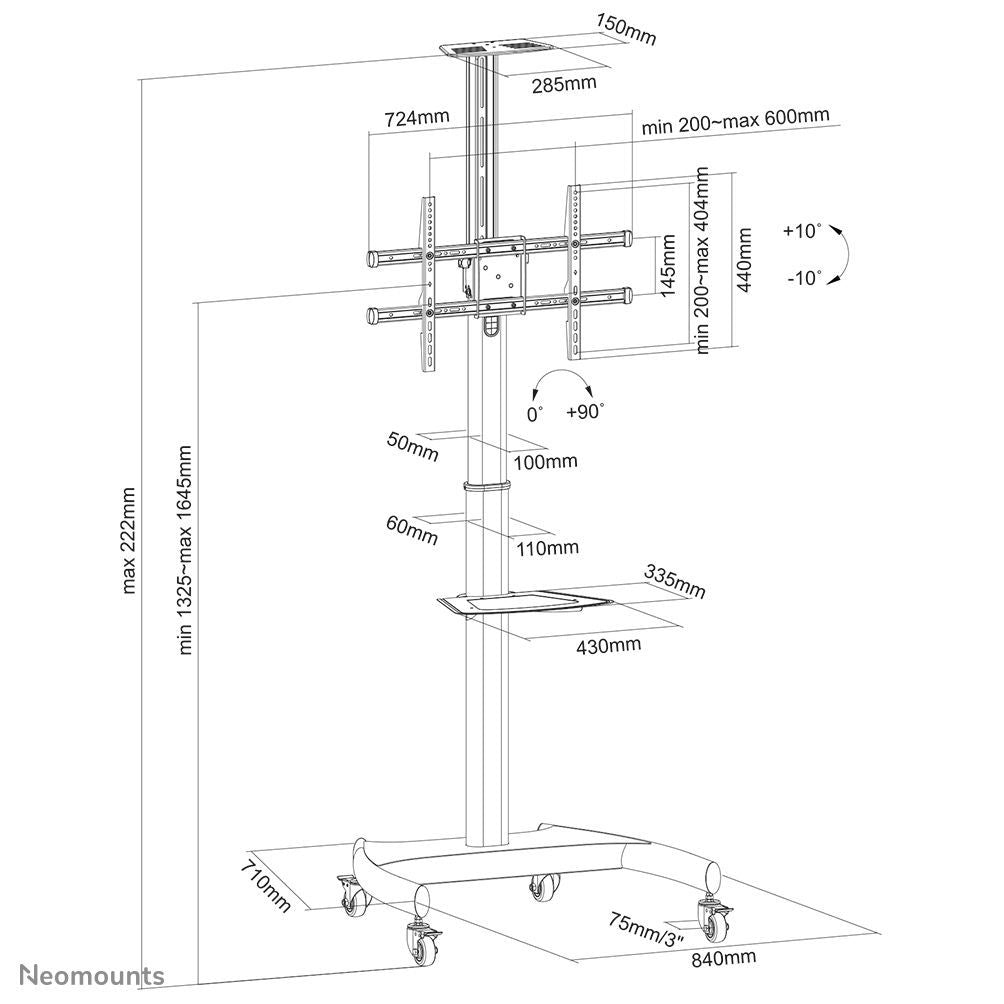 Neomounts PLASMA-M1900E Carello TV 37-70" - ruotabile [PLASMA-M1900E]