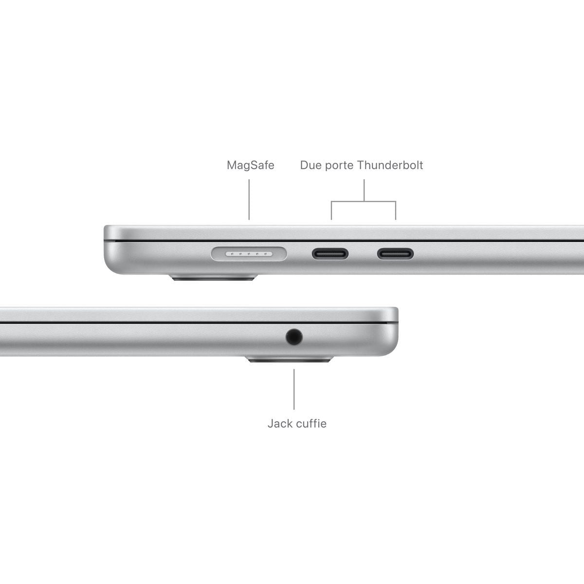 Apple MacBook Air 15": Chip M3 con CPU 8-core e GPU 10-core, 256GB SSD - Argento [MC9E4T/A]