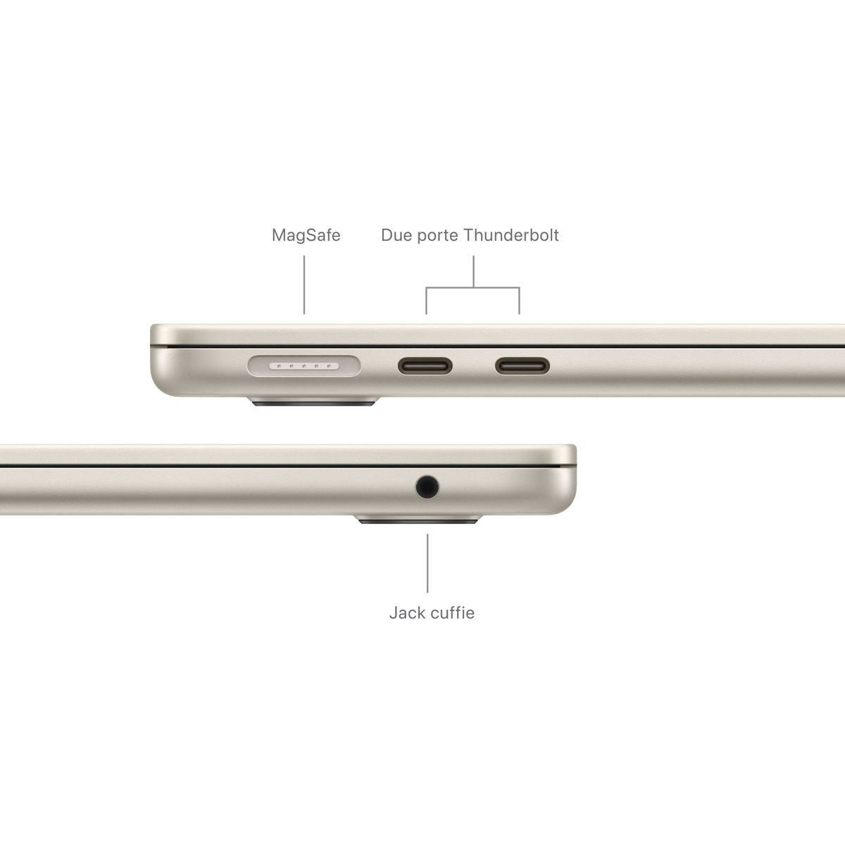 Apple MacBook Air 13": Chip M3 con CPU 8-core e GPU 10-core, 512GB SSD - Galassia [MC8P4T/A]