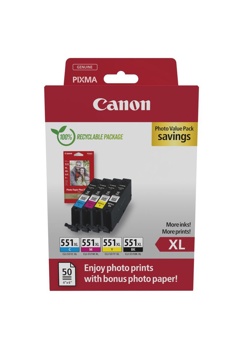 Canon 6443B008 cartuccia d'inchiostro 4 pz Originale Resa elevata (XL) Nero, Ciano, Magenta, Giallo [6443B008]