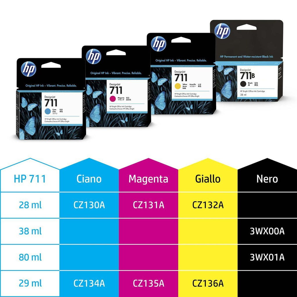 HP Cartuccia inchiostro giallo DesignJet 711, 29 ml [CZ132A]