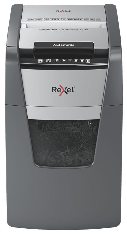 Rexel Optimum AutoFeed+ 130X distruggi documenti Triturazione incrociata 55 dB 22 cm Nero, Argento [2020130XEU]