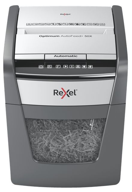 Rexel Optimum AutoFeed+ 50X distruggi documenti Triturazione incrociata 55 dB 22 cm Nero, Grigio [2020050XEU]