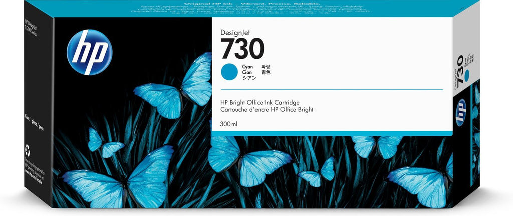 HP Cartuccia di inchiostro ciano DesignJet 730 da 300 ml [P2V68A]