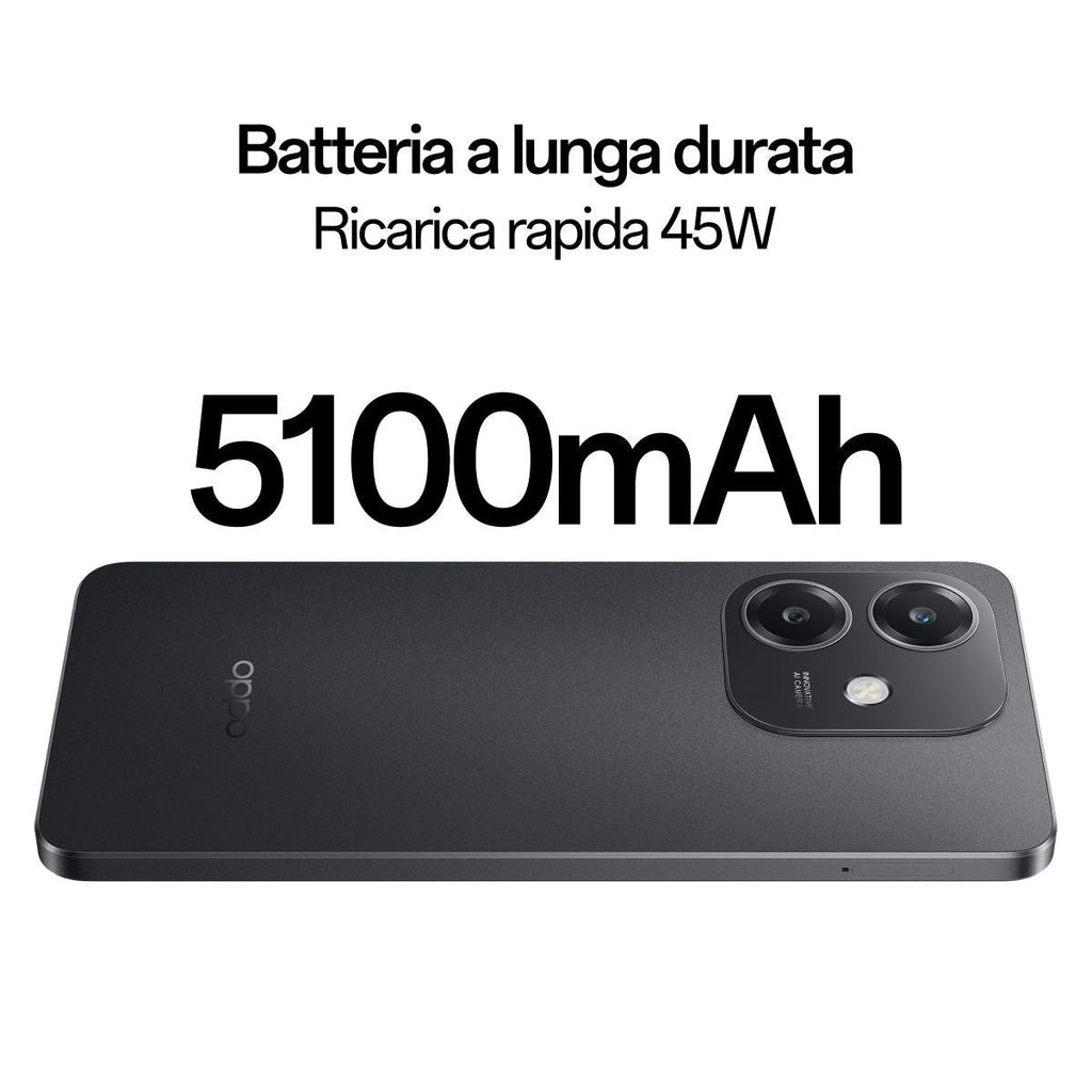 OPPO A40 Smartphone, Fotocamera AI 50MP, Selfie 5MP, Display 6.67 90HZ LCD HD+, 5100mAh, RAM 4 Esp 8GB (+4GB Virtuali) +ROM 128GB, IP54, [Versione Italia], Sparkle Black [110010347455]