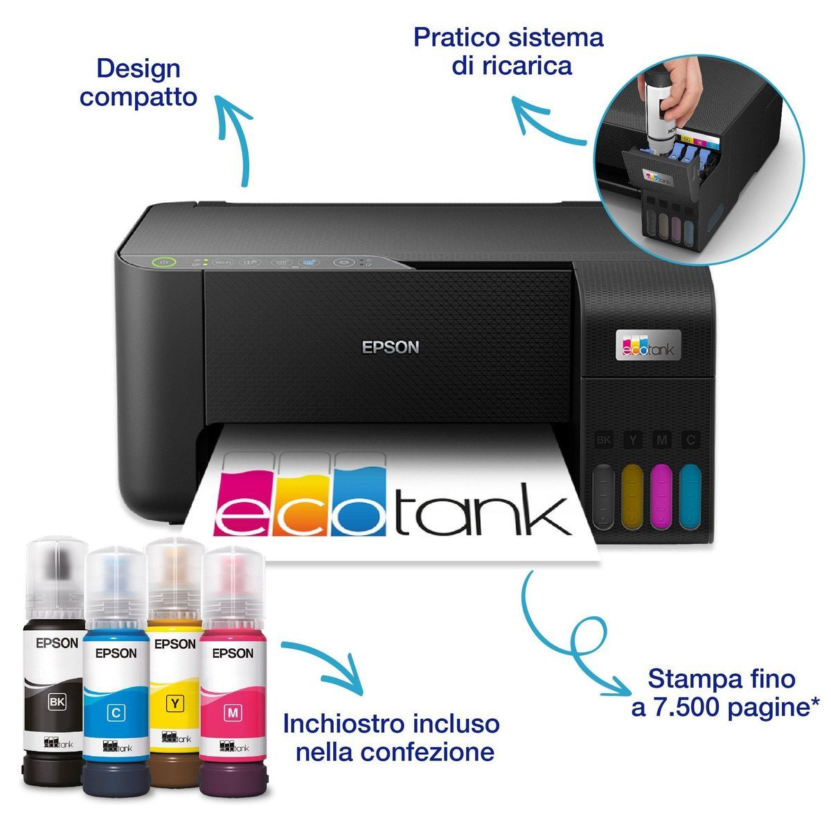 Epson EcoTank ET-2860 Ad inchiostro A4 5760 x 1440 DPI 33 ppm Wi-Fi [C11CJ67428]