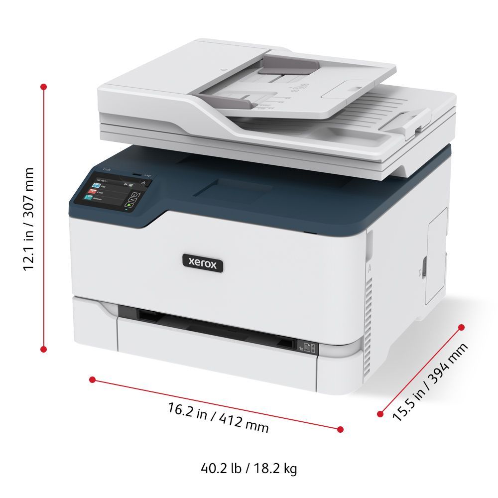 Xerox C235 A4 22 ppm Copia/Stampa/Scansione/Fax wireless con stampa fronte/retro PS3 PCL5e/6 ADF 2 vassoi Totale 251 fogli [C235V_DNI]