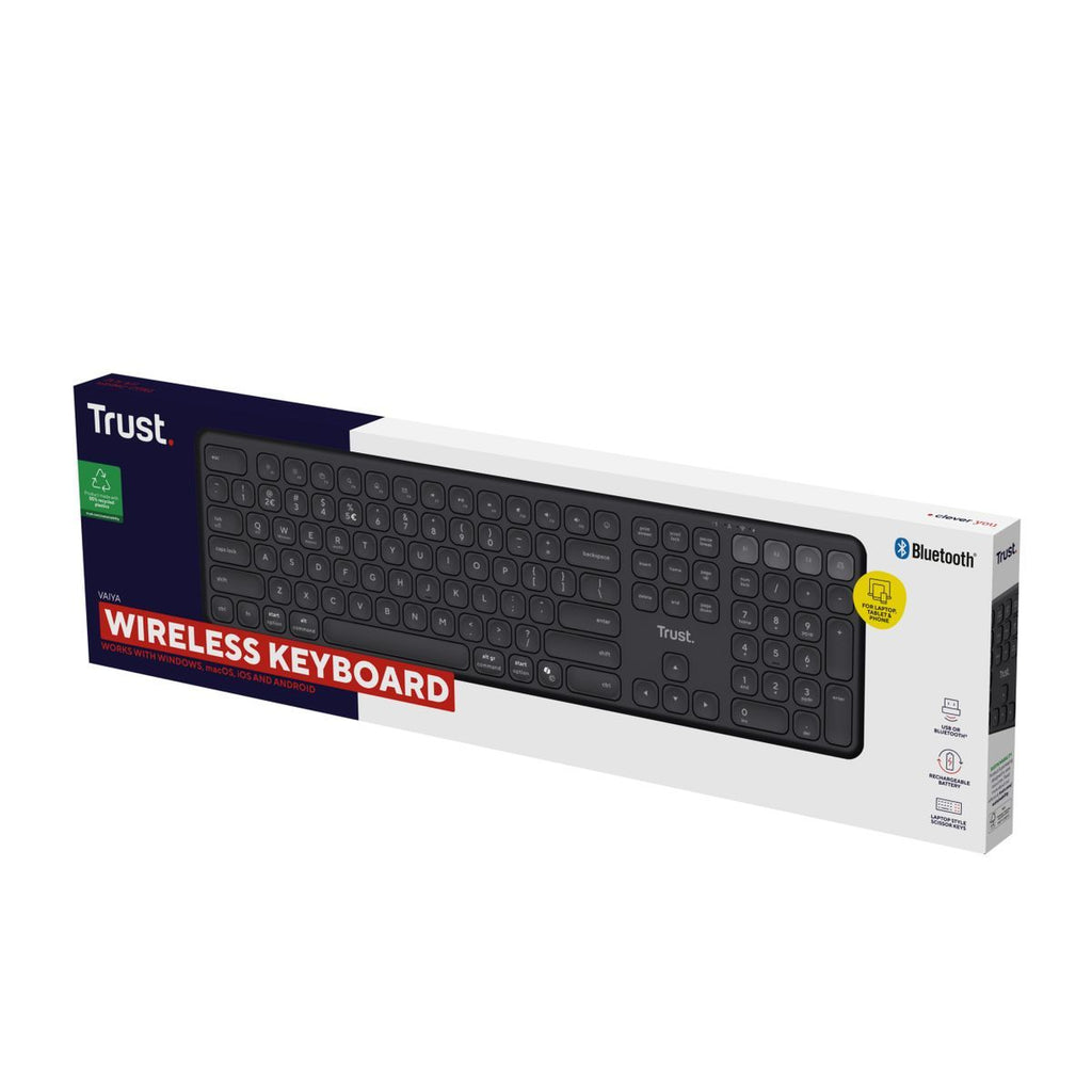 Trust Vaiya tastiera Universale USB + RF Wireless + Bluetooth Italiano Nero [25633]