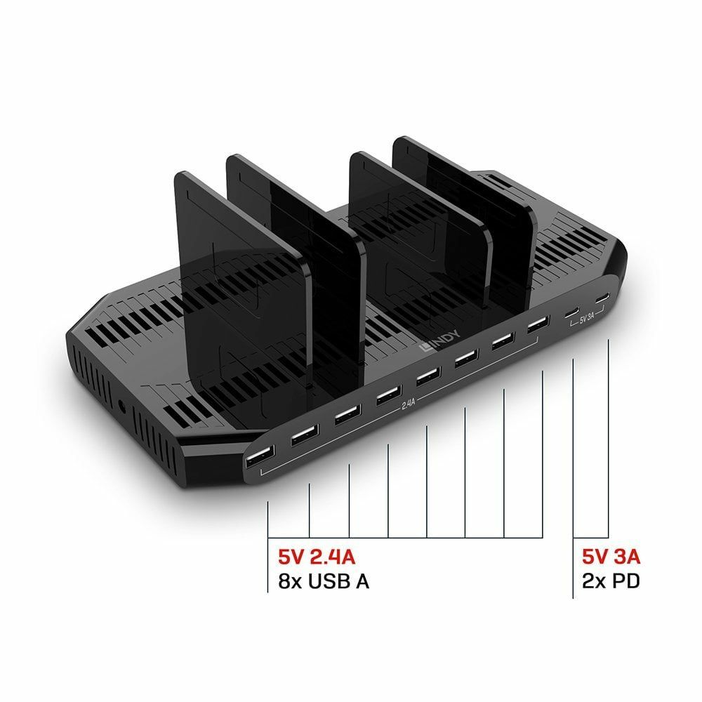 Lindy 73435 Caricabatterie per dispositivi mobili Smartphone, Tablet Nero AC Ricarica rapida Interno [LINDY73435]