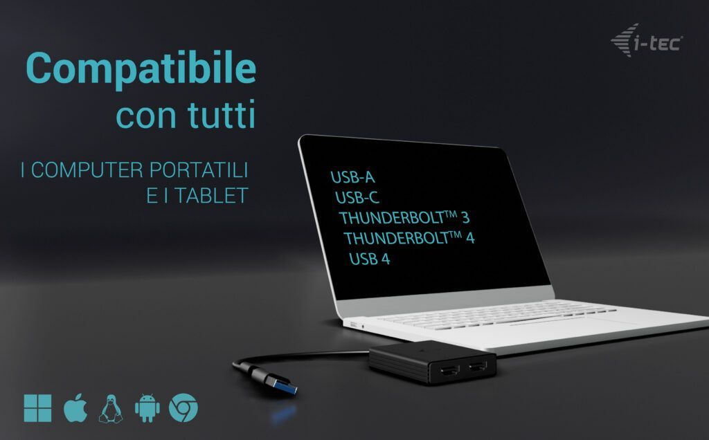 i-tec USB-A/USB-C Dual 4K/60 Hz HDMI Video Adapter [CADUAL4KHDMI]