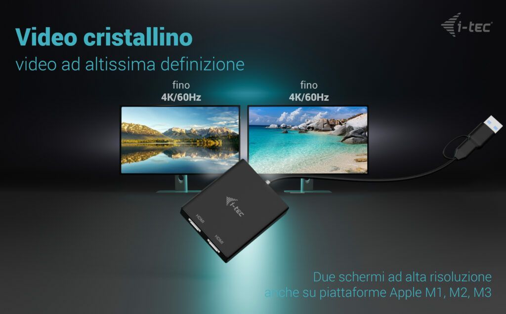 i-tec USB-A/USB-C Dual 4K/60 Hz HDMI Video Adapter [CADUAL4KHDMI]