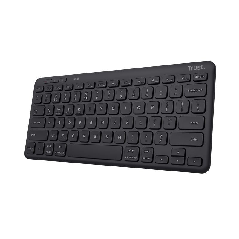 TASTIERA WIRELESS RICARICABILE MULTICONNECT 2 BT + 1 WL 2,4GHZ - PLASTICA RICICLATA 85% - LAYOUT ITALIANO - TRUST LYRA NERO [24708]