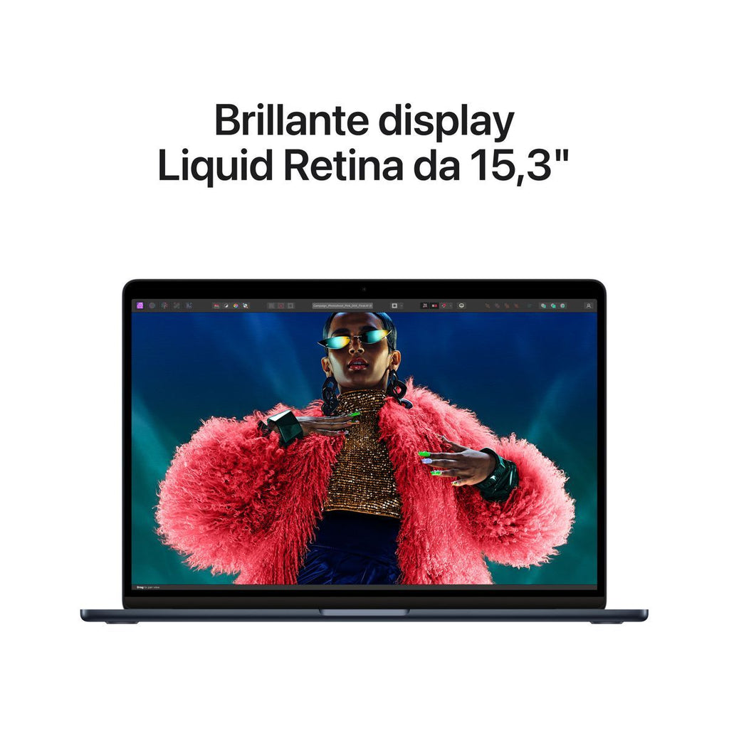 Apple MacBook Air 15'' M3 chip con core 8 CPU e core 10 GPU, 8GB, 256GB SSD Mezzanotte [MRYU3T/A]
