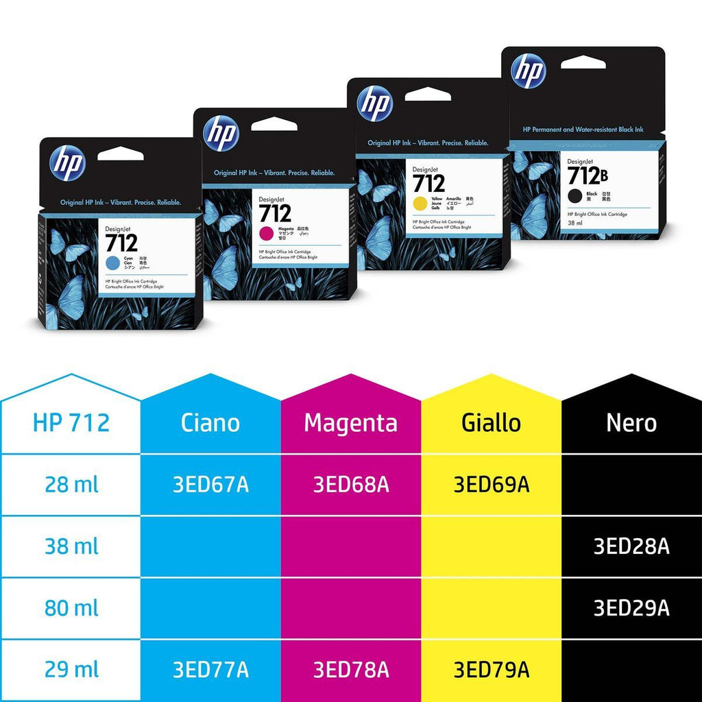 HP Confezione da 3 cartucce di inchiostro magenta originale DesignJet 712 da 29 ml [3ED78A]