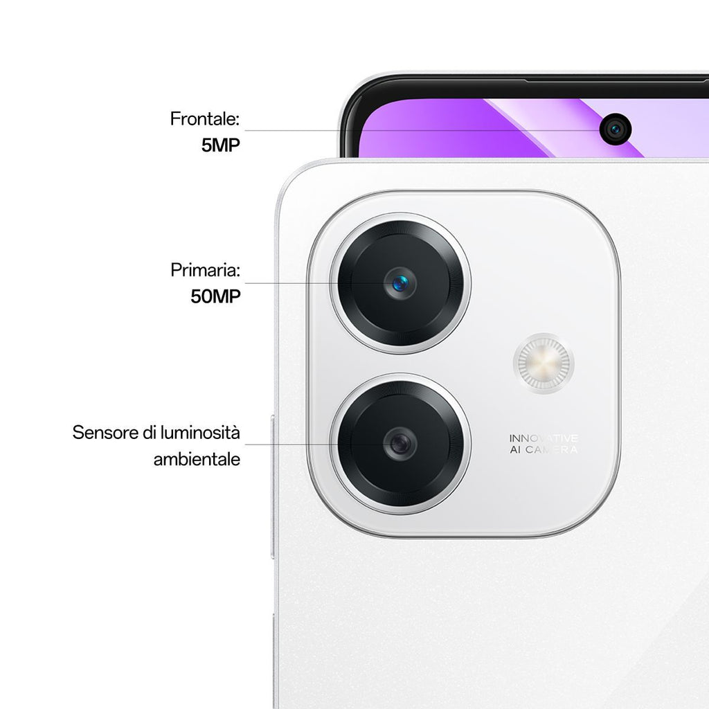 OPPO A40M Smartphone, Fotocamera AI 50MP, Selfie 5MP, Display 6.67 90HZ LCD HD+, 5100mAh, RAM 16 GB (8+8) + ROM 256GB, IP54, [Versione Italia], Starlight White [110010347675]