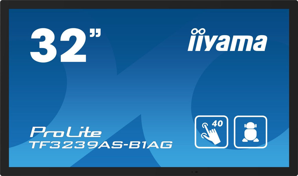 iiyama TF3239AS-B1AG visualizzatore di messaggi Pannello piatto per segnaletica digitale 80 cm (31.5") LED 500 cd/m 2.4K Ultra HD Nero Touch screen Processore integrato Android 24/7 [TF3239AS-B1AG]
