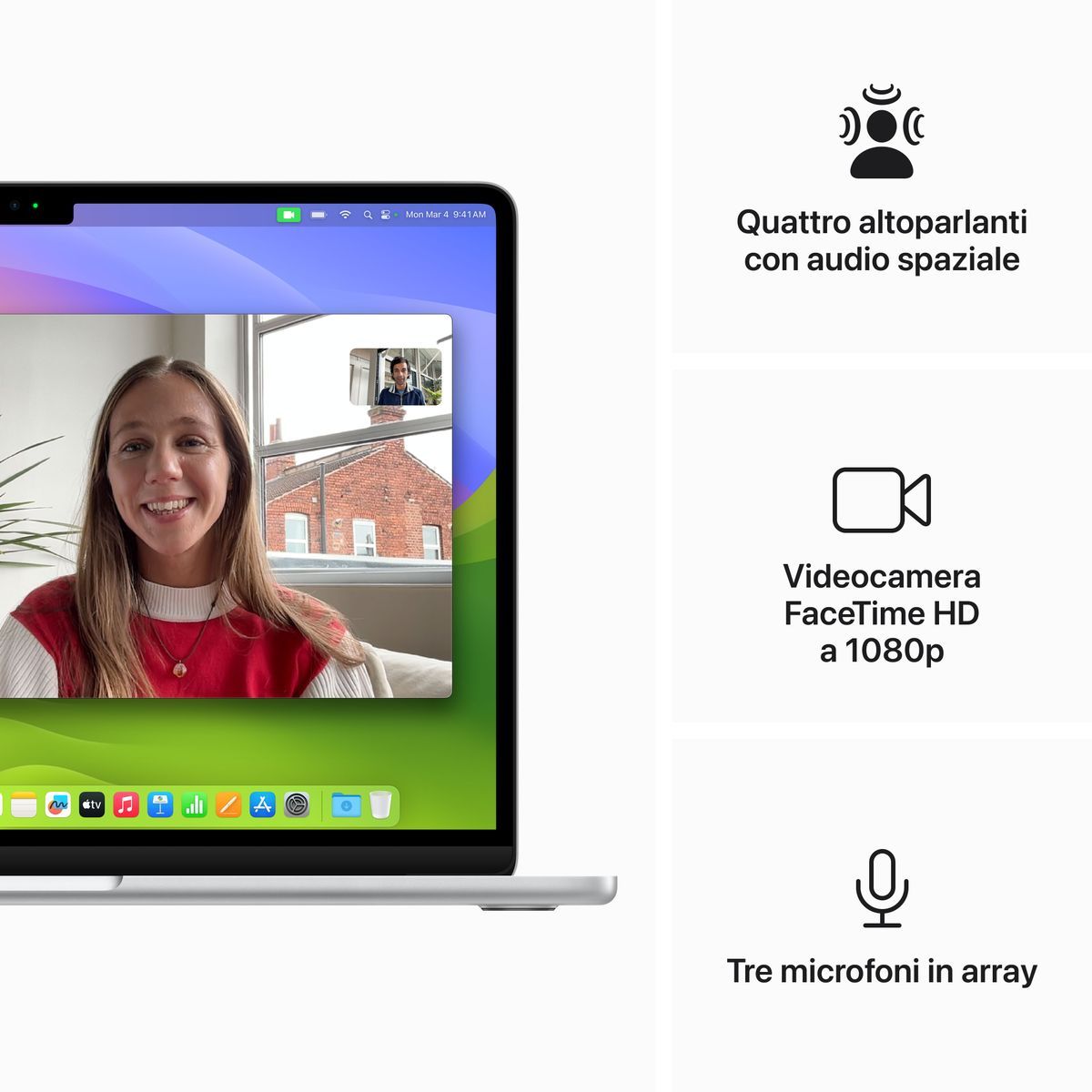 Apple MacBook Air 13": Chip M2 con CPU 8-core e GPU 8core, 256GB SSD - Argento [MC7V4T/A]