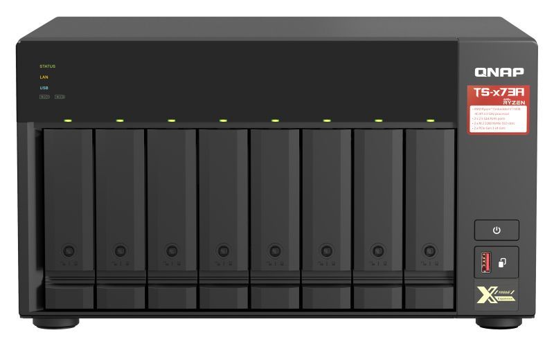 QNAP TS-873A NAS Tower Ryzen Embedded V1500B 8 GB DDR4 0 TB QNAP Turbo System Nero [TS-873A-8G]