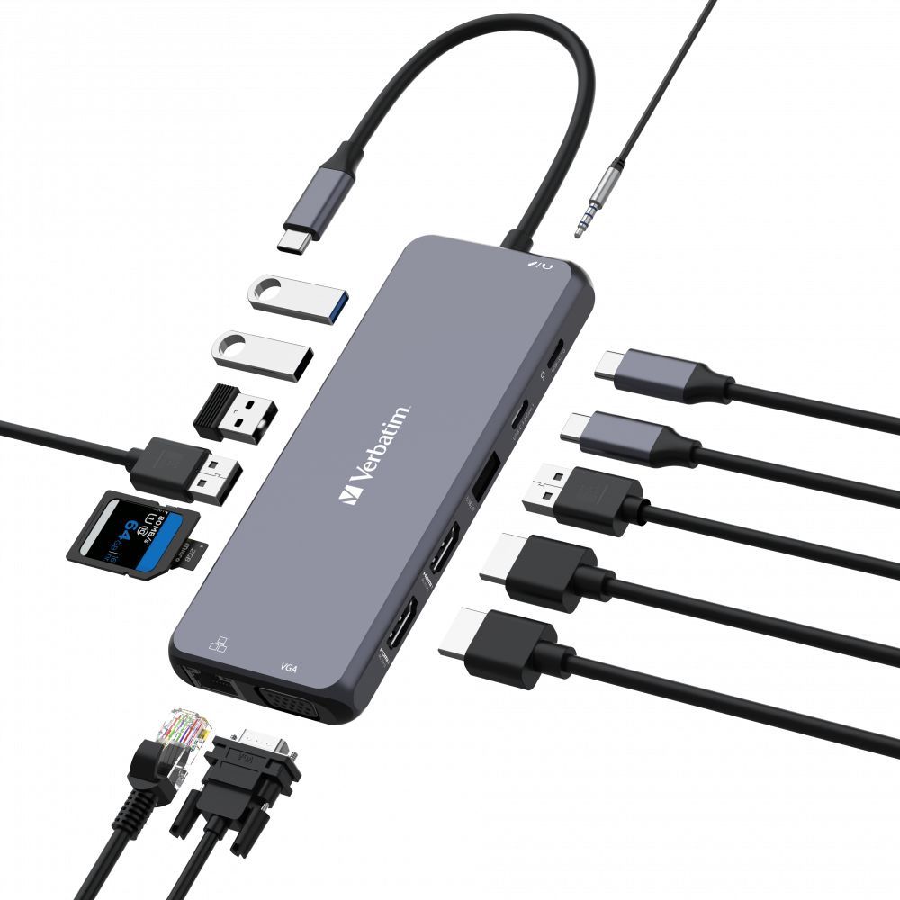 Verbatim CMH-14 USB tipo-C 5000 Mbit/s Argento [32154]