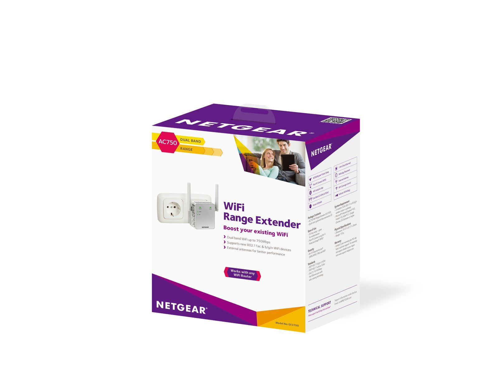 NETGEAR EX3700-100PES moltiplicatore di rete Bianco [EX3700-100PES]