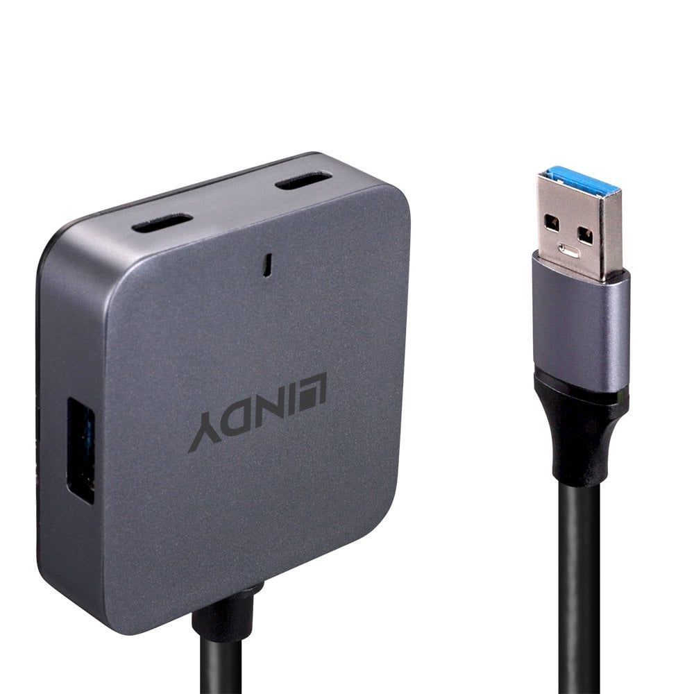 Lindy 43388 hub di interfaccia USB 3.2 Gen 1 (3.1 Gen 1) Type-A 5000 Mbit/s Nero, Grigio [LINDY43388]