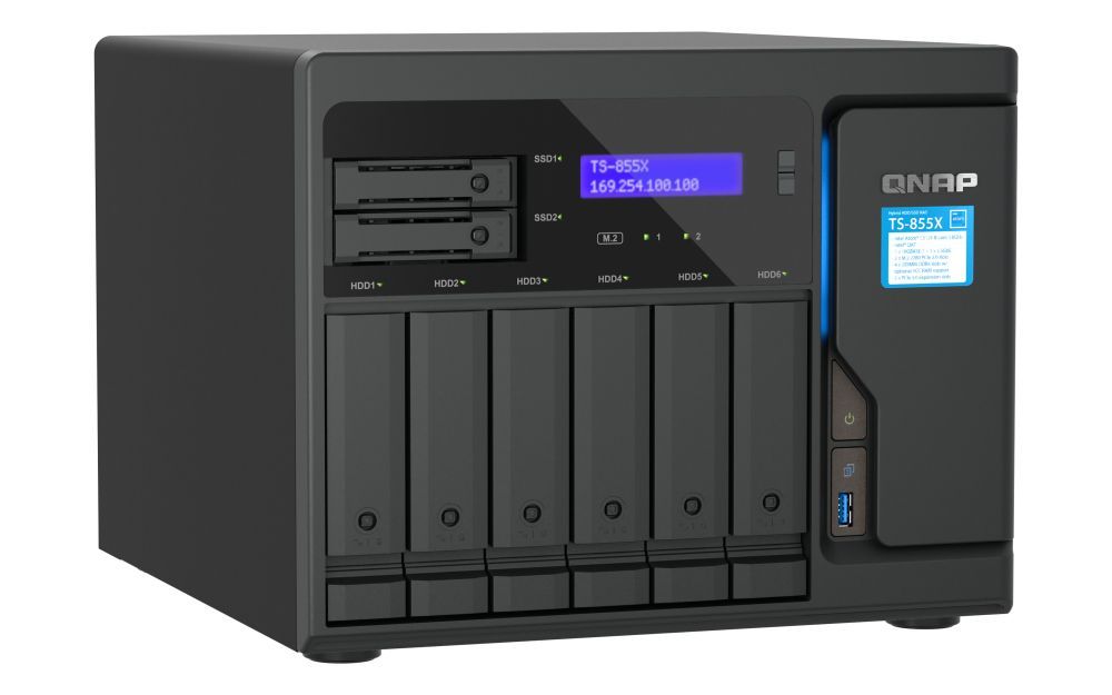 QNAP TS-855X SAN Tower Intel Atom C5125 8 GB DDR4 0 TB QNAP QTS Nero [TS-855X-8G]